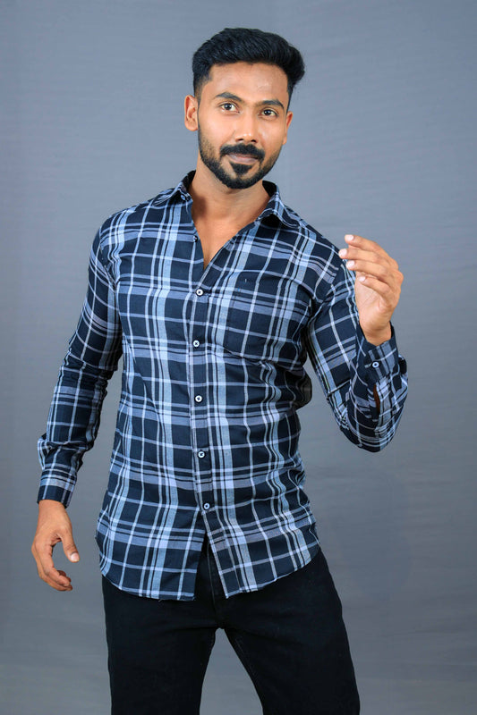 Black Madras Checked Premium Cotton Shirt