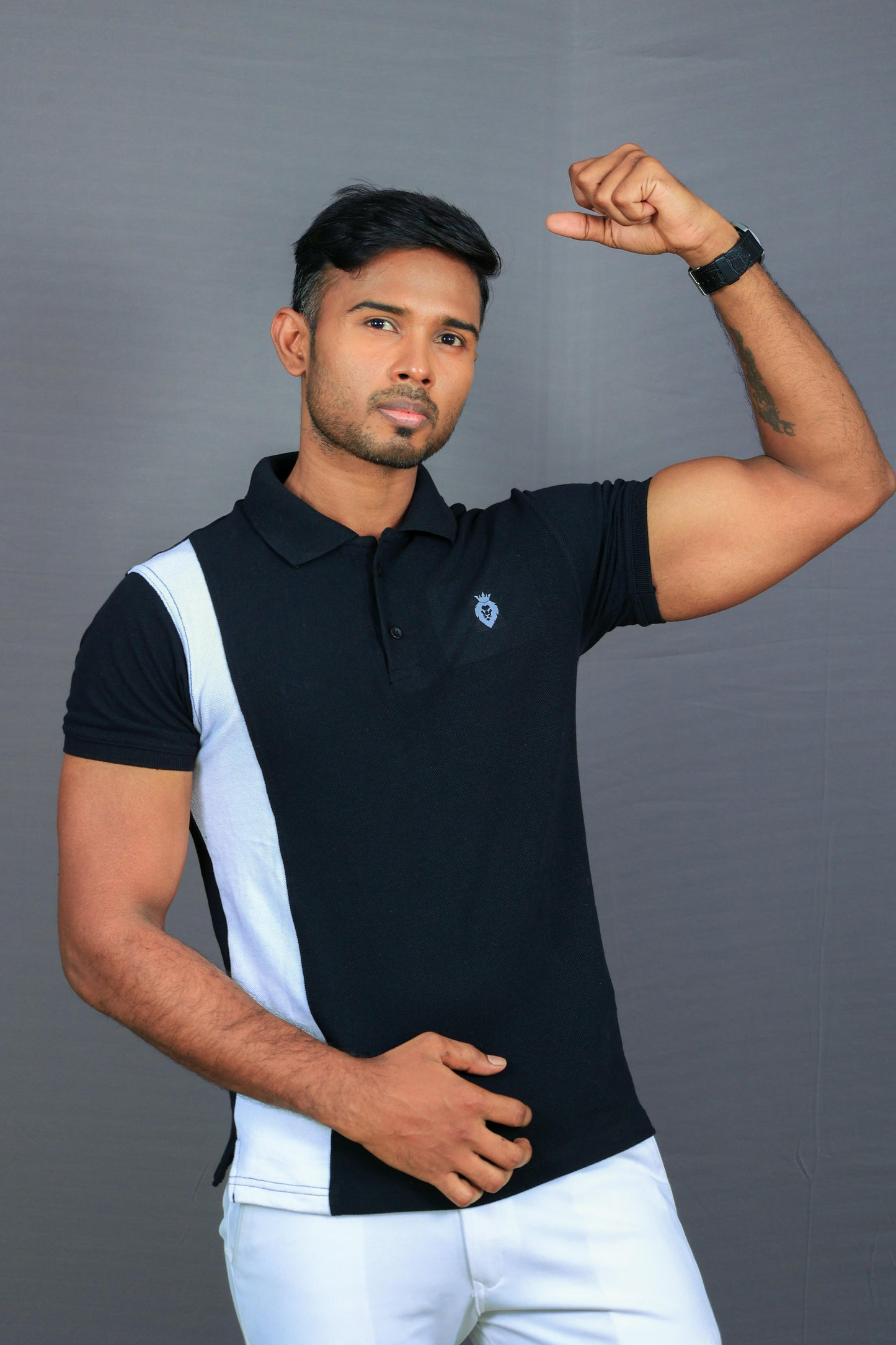 Black and White Half Sleeve Premium Polo Tshirt