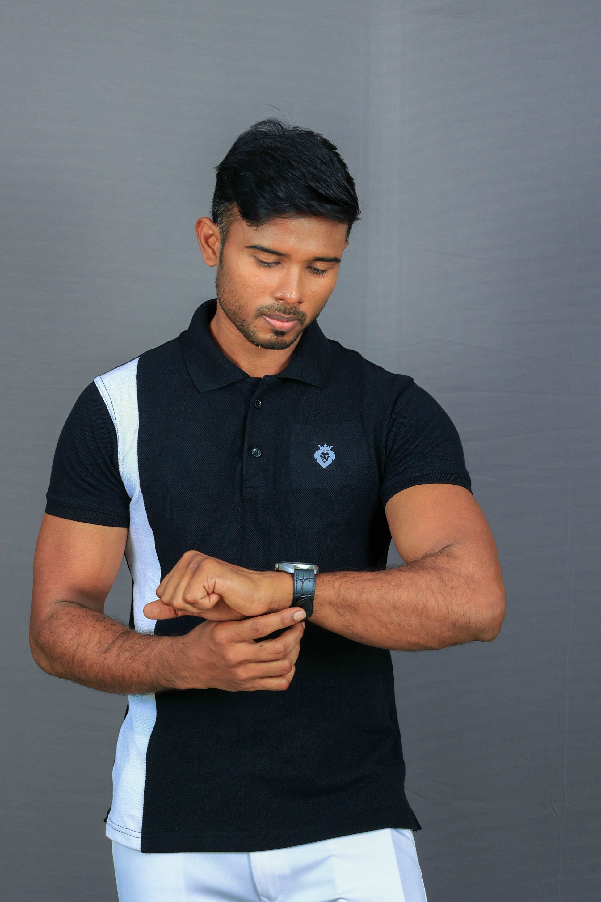 Black and White Half Sleeve Premium Polo Tshirt