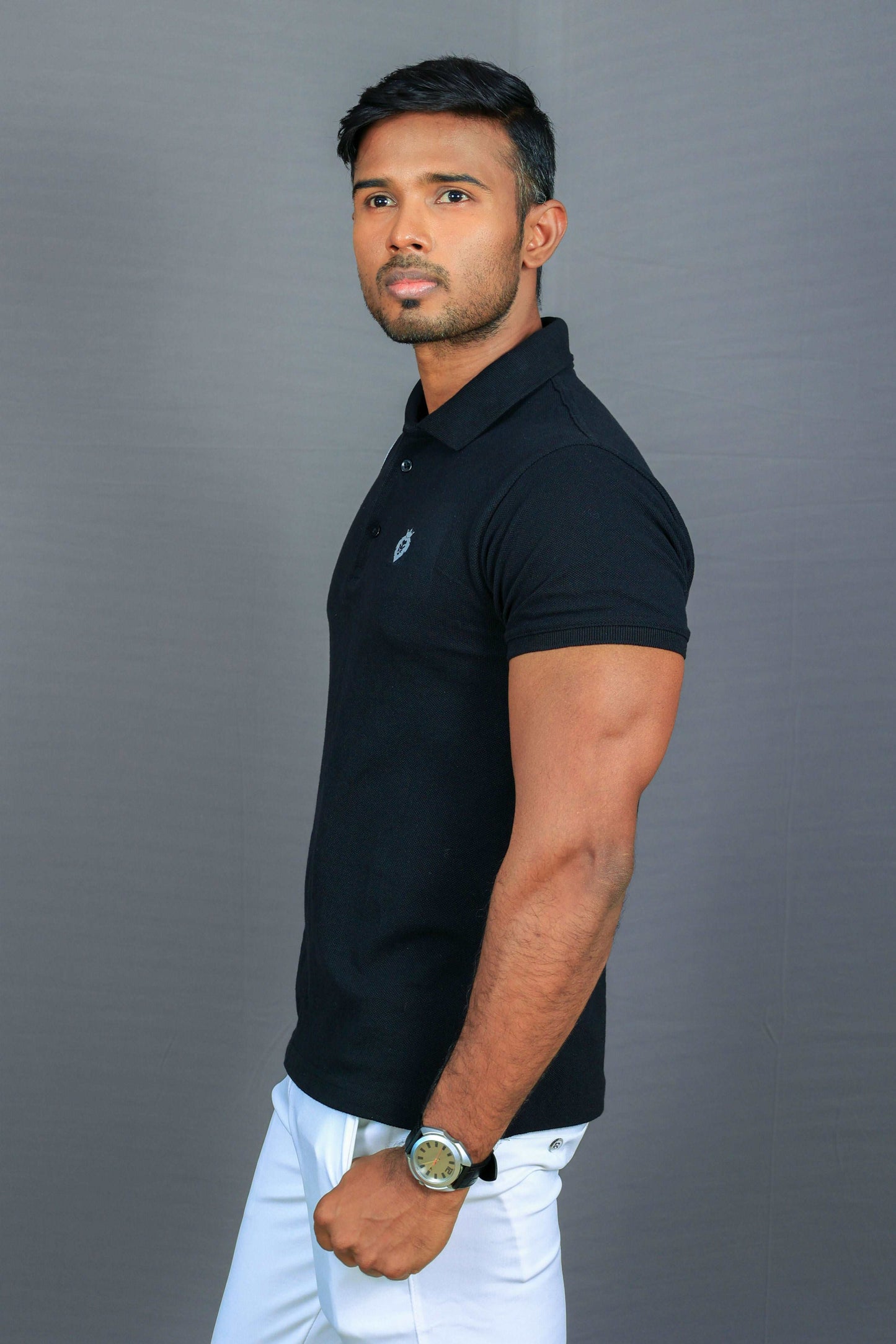 Black and White Half Sleeve Premium Polo Tshirt