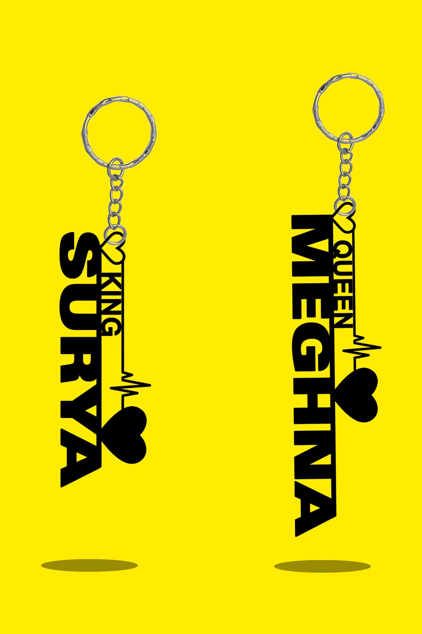 Custom Name Couple 3D Keychains 