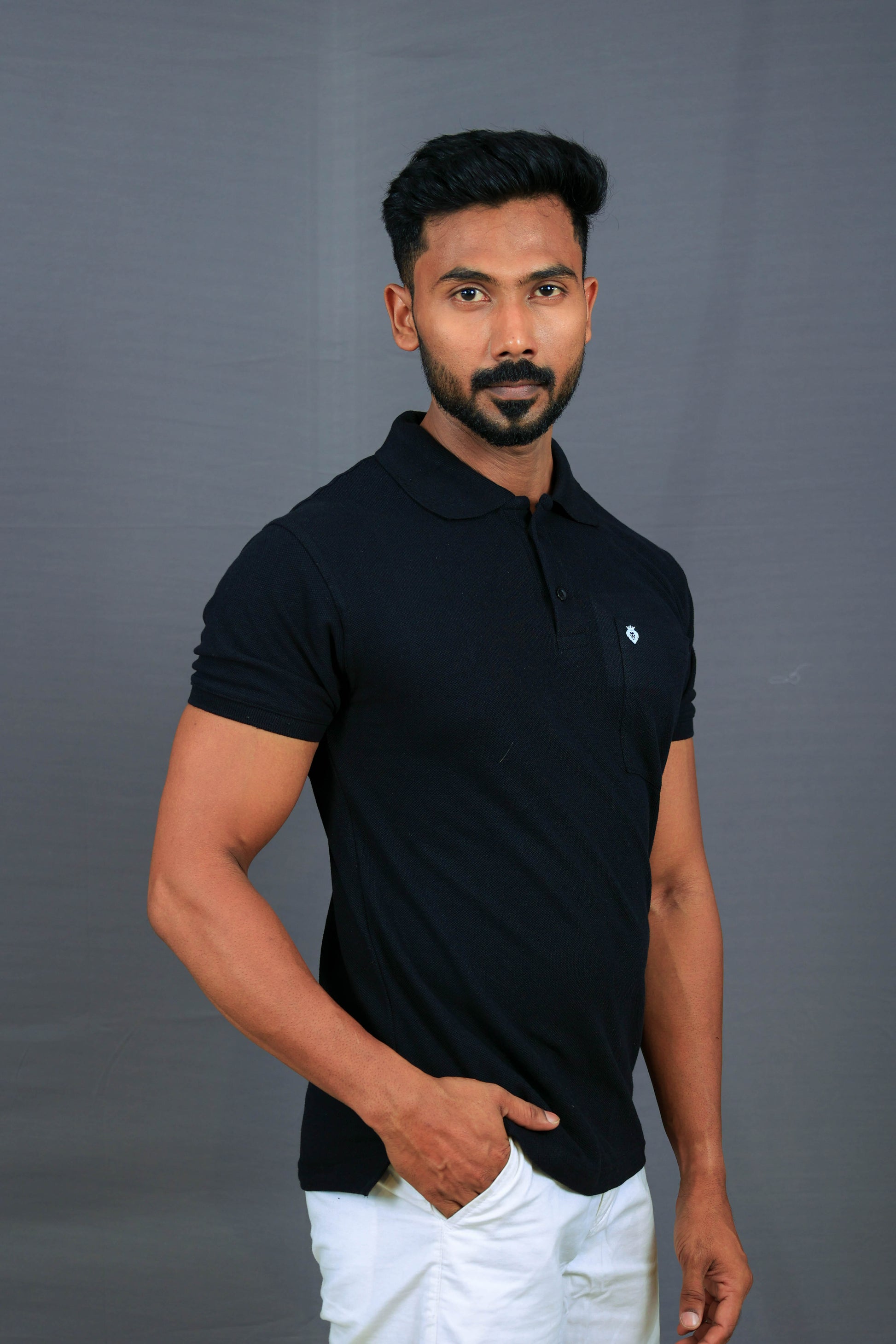 Solid Black Half Sleeve Premium Polo TShirt