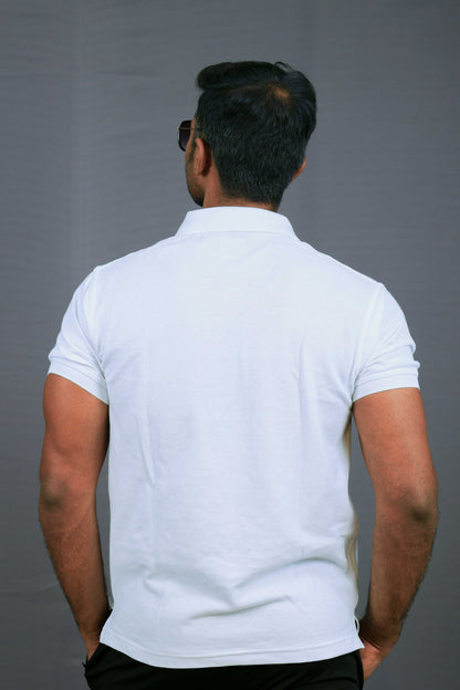 Solid White Half Sleeve Premium Polo T-Shirt